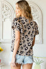 Animal Print Puff Sleeve Round Neck Blouse