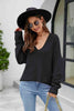 V-Neck Drop Shoulder Long Sleeve Knit Top