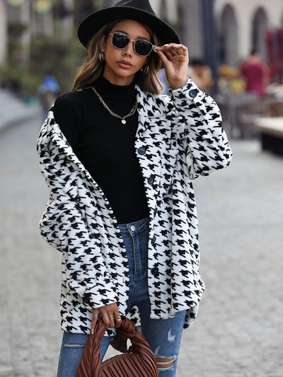 Houndstooth Button Down Jacket