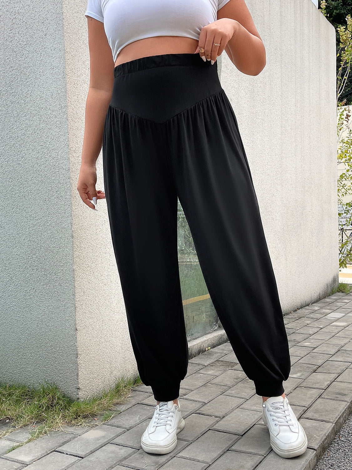 Plus Size Wide Waistband Joggers