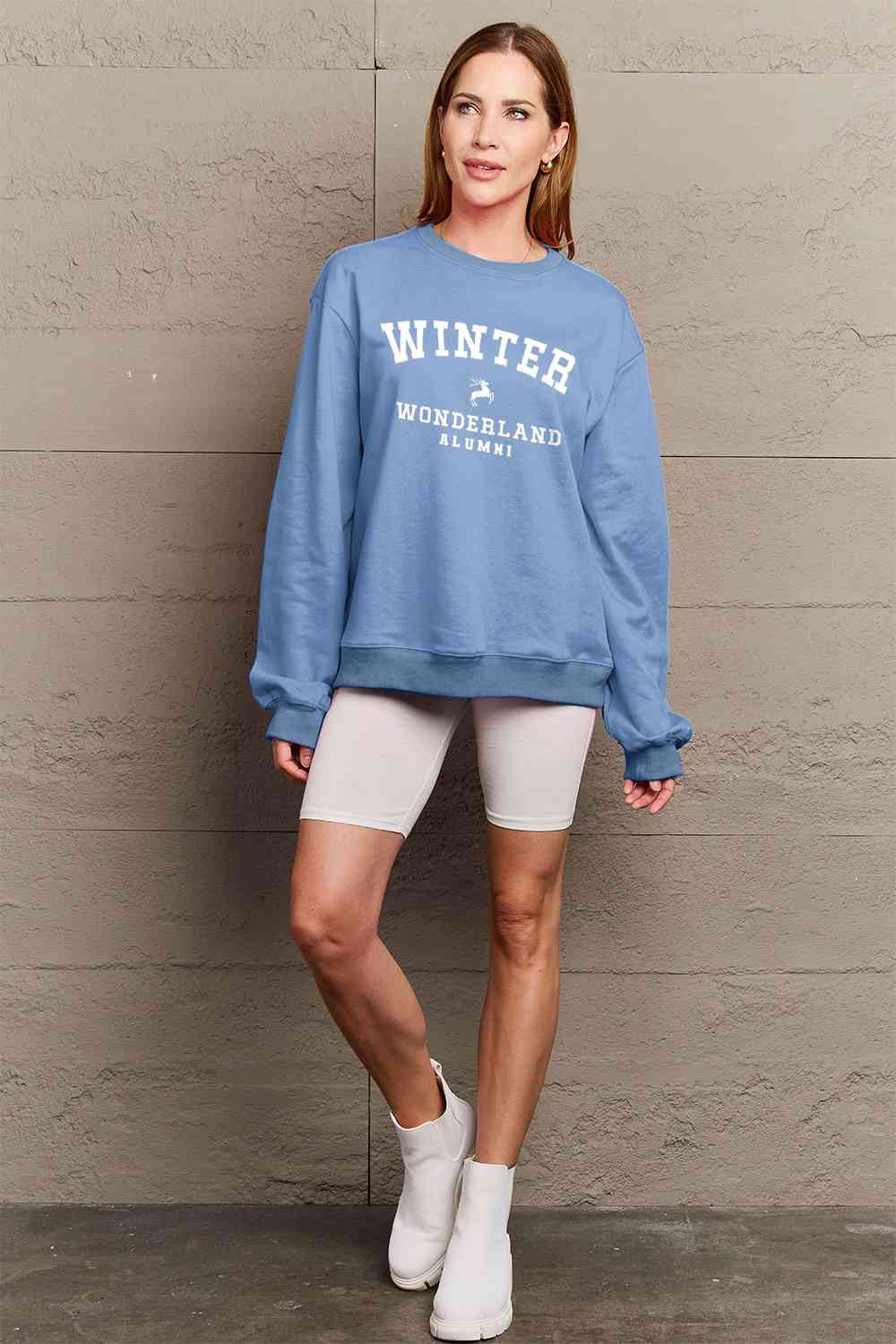 Simply Love Full Size WINTER WONDERLAND ALUMNI Graphic Long Sleeve Sweatshirt