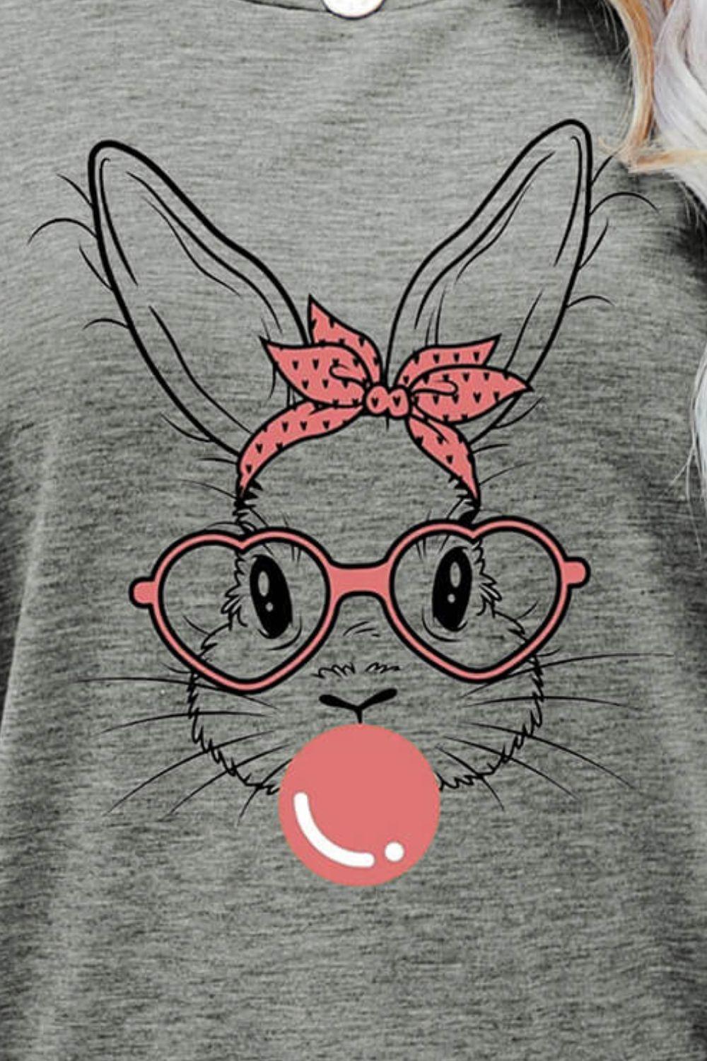 Easter Bunny Graphic Round Neck T-Shirt - BELLATRENDZ