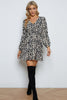 Leopard V-Neck Balloon Sleeve Dress