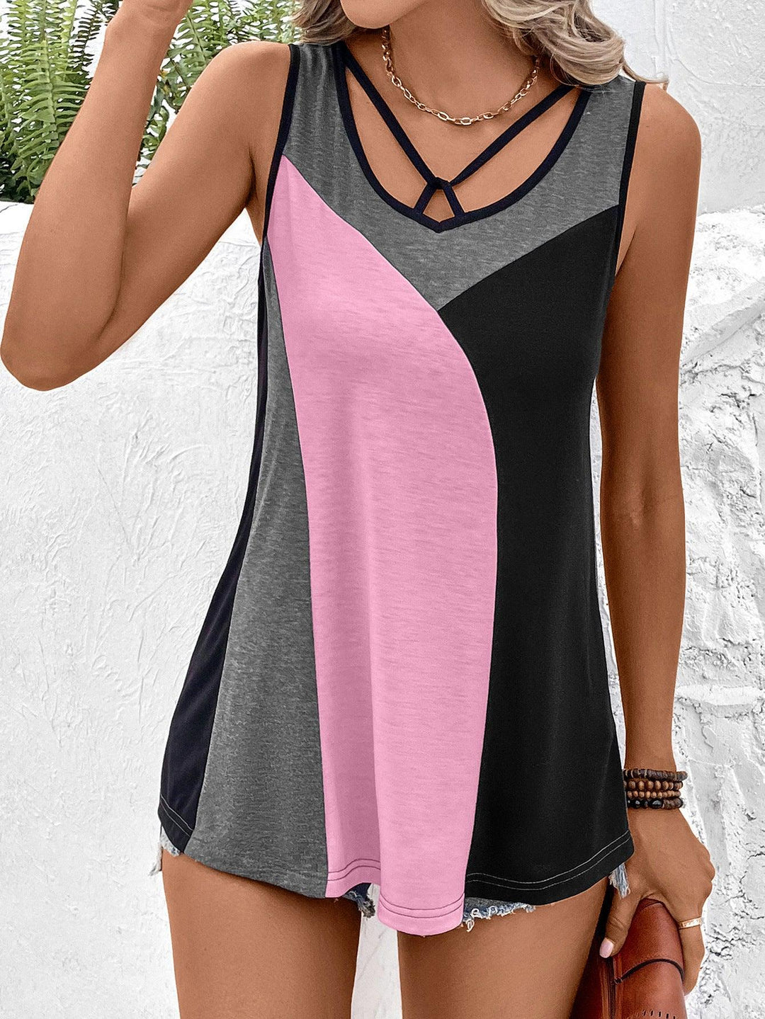 Color Block Tank Top - BELLATRENDZ