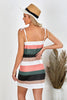 Striped Drawstring Waist Tie-Shoulder Mini Dress