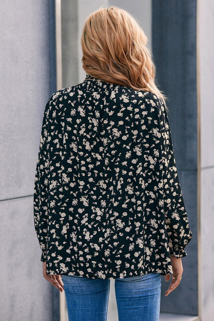 Floral Mock Neck Blouse - BELLATRENDZ