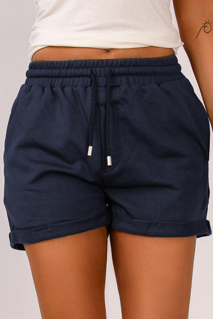 Drawstring Waist Cuffed Shorts - BELLATRENDZ