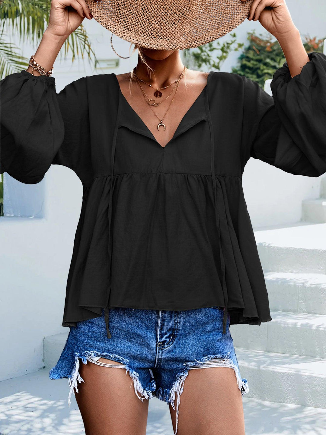 Puff Sleeve Babydoll Blouse - BELLATRENDZ