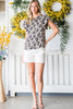 Animal Print Puff Sleeve Round Neck Blouse