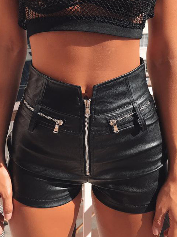Full Size Zip-Up Shorts with Pocket