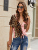 Leopard Deep V Short Sleeve Top - BELLATRENDZ