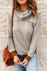 Contrast Cowl Neck Long Sleeve Top - BELLATRENDZ