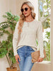 Buttoned Round Neck  Long Sleeve T-Shirt