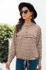 Striped Half-Button Dropped Shoulder Hoodie - BELLATRENDZ