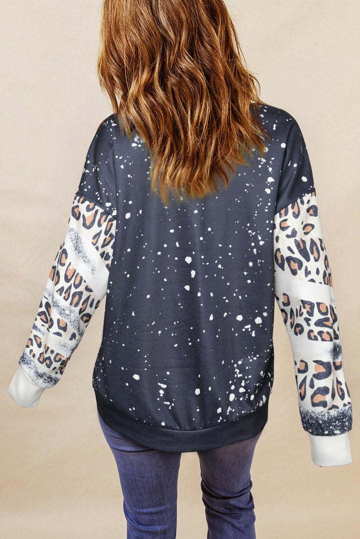 Mixed Print Drop Shoulder Sweatshirt - BELLATRENDZ