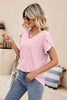 Eyelet Petal Sleeve V-Neck Knit Top