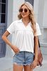 Ruched Johnny Collar Short Sleeve Blouse