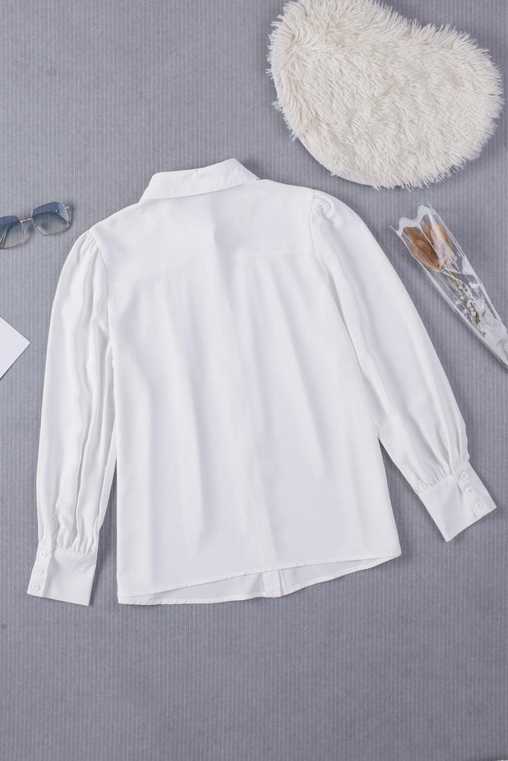 Gathered Detail Puff Sleeve Shirt - BELLATRENDZ