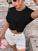 Round Neck Cuffed Sleeve T-Shirt - BELLATRENDZ