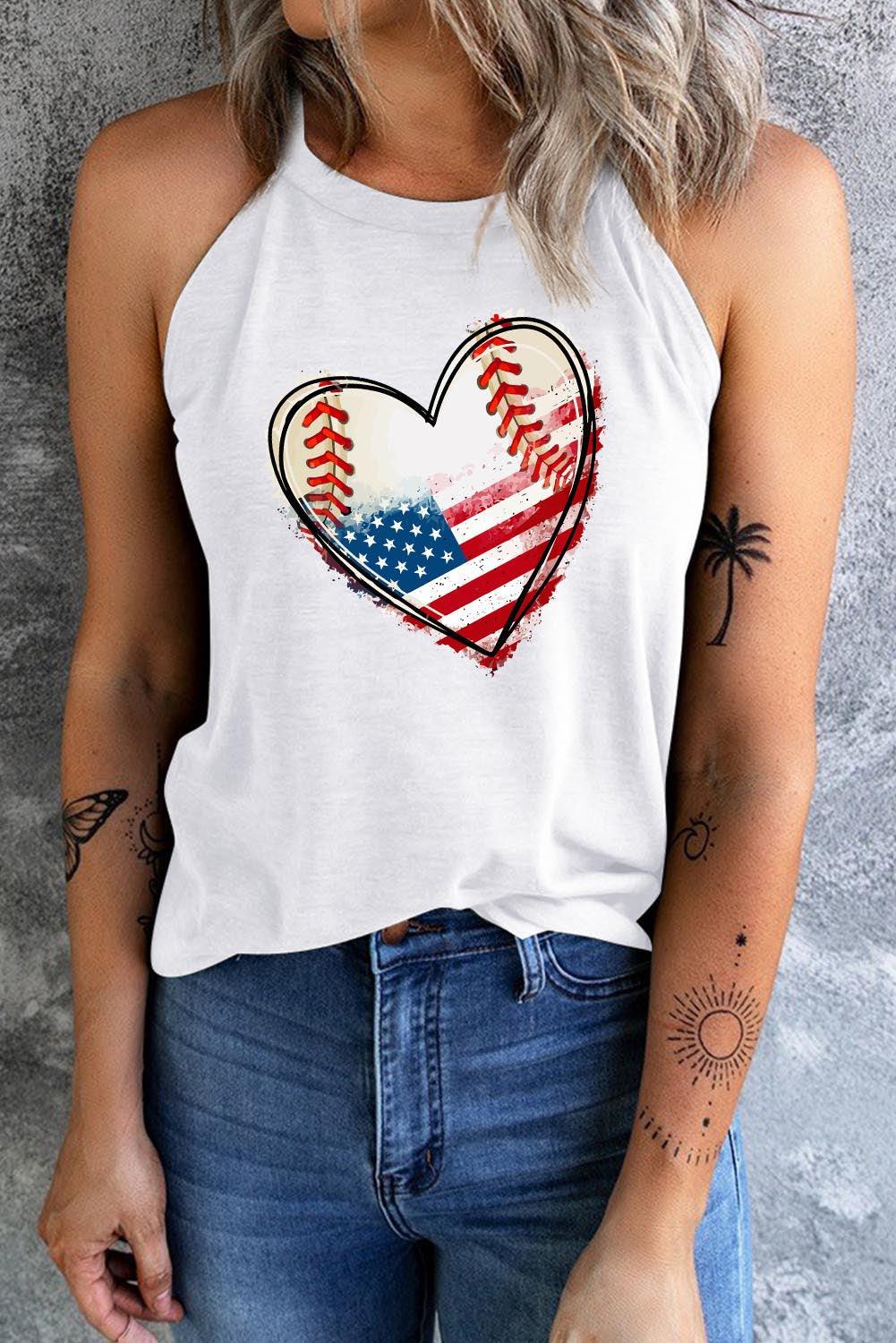 US Flag Heart Graphic Tank - BELLATRENDZ