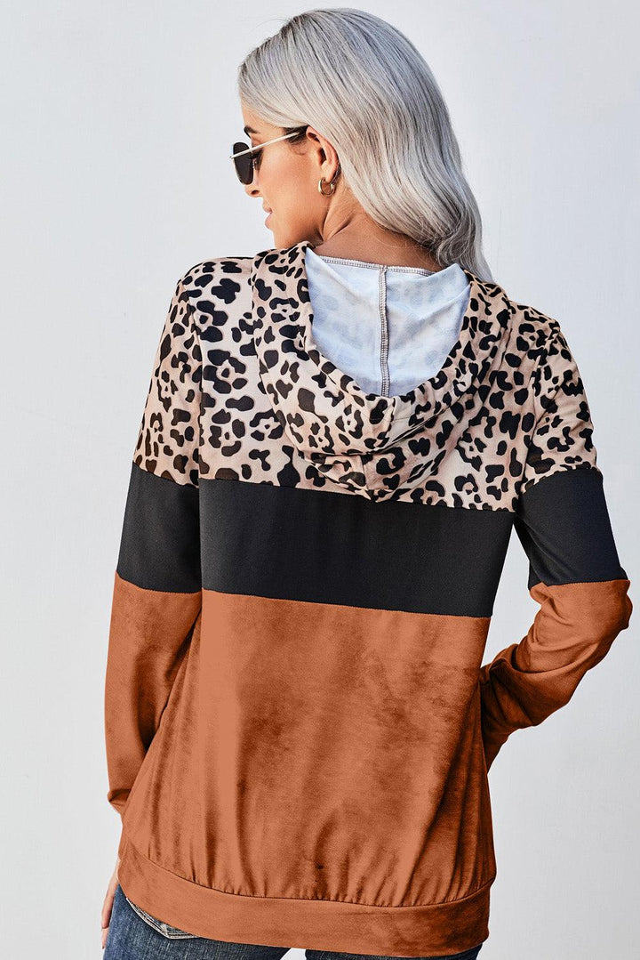 Leopard Color Block Hoodie - BELLATRENDZ