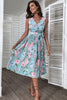 Floral Tie-Waist Sleeveless Pleated Midi Dress