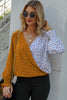 Polka Dot Surplice Neck Lantern Sleeve Blouse