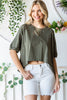 Distressed Asymmetric Hem Cropped Tee Shirt