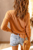 Waffle Knit Henley Long Sleeve Top