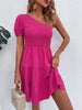 One-Shoulder Smocked Tiered Dress - BELLATRENDZ