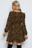 Leopard V-Neck Balloon Sleeve Dress