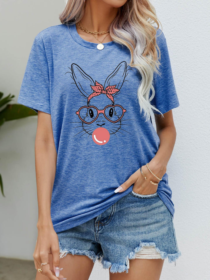 Easter Bunny Graphic Round Neck T-Shirt - BELLATRENDZ