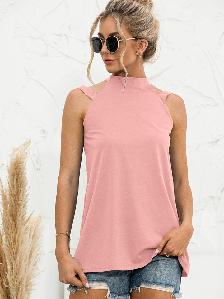 Cutout Mock Neck Tank - BELLATRENDZ