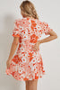 Floral Surplice Neck Flounce Sleeve Dress