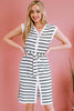 Striped Button Front Tie Waist Dress - BELLATRENDZ