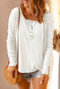 Waffle Knit Henley Long Sleeve Top