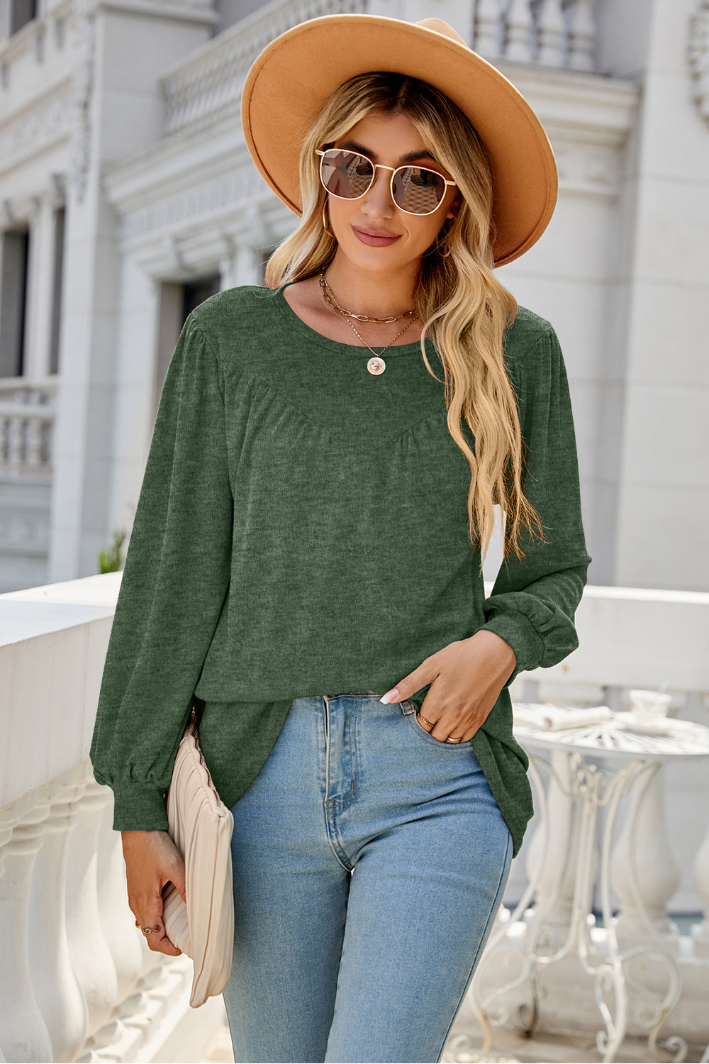 Round Neck Long Sleeve Top