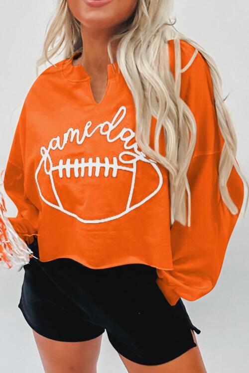 GAME DAY Ball Graphic Notched Sweatshirt