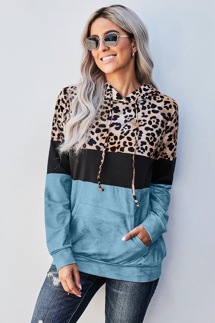 Leopard Color Block Hoodie - BELLATRENDZ