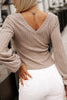 V-Neck Lantern Sleeve Blouse