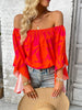 Printed Off-Shoulder Bell Sleeve Blouse - BELLATRENDZ