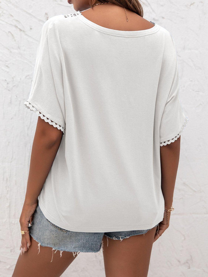 V-Neck Short Sleeve Blouse - BELLATRENDZ