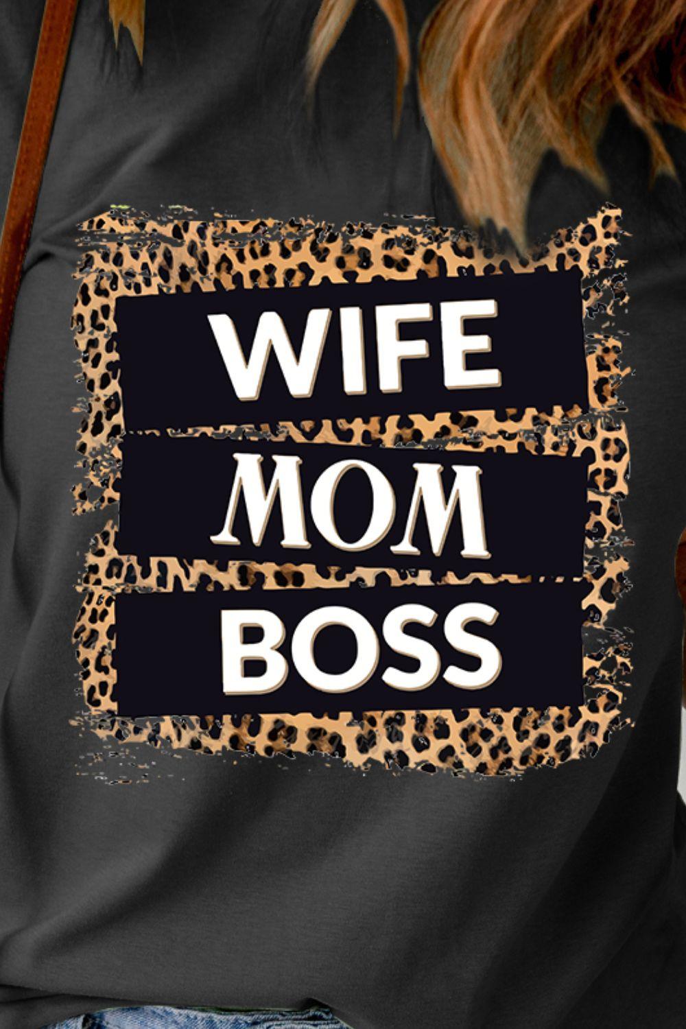 WIFE MOM BOSS Leopard Graphic Tee - BELLATRENDZ