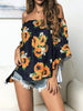 Floral Print Off-Shoulder Flounce Sleeve Blouse - BELLATRENDZ