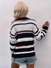 Striped Drop Shoulder Round Neck Pullover Sweater - BELLATRENDZ