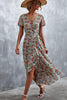 Floral Surplice Neck Tied Midi Dress - BELLATRENDZ