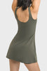 Square Neck Sports Tank Dress with Full Coverage Bottoms