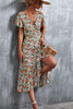 Floral Surplice Neck Tied Midi Dress - BELLATRENDZ