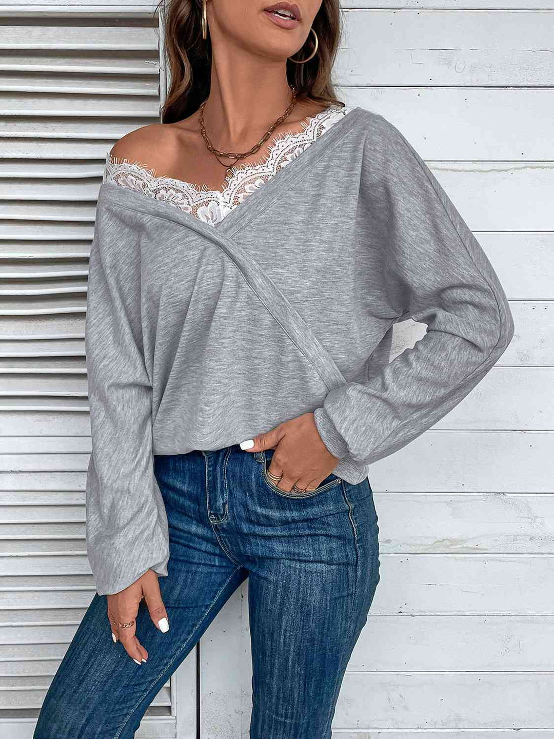 Lace Detail Long Sleeve Top