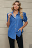 Puff Sleeve Collared Denim Top